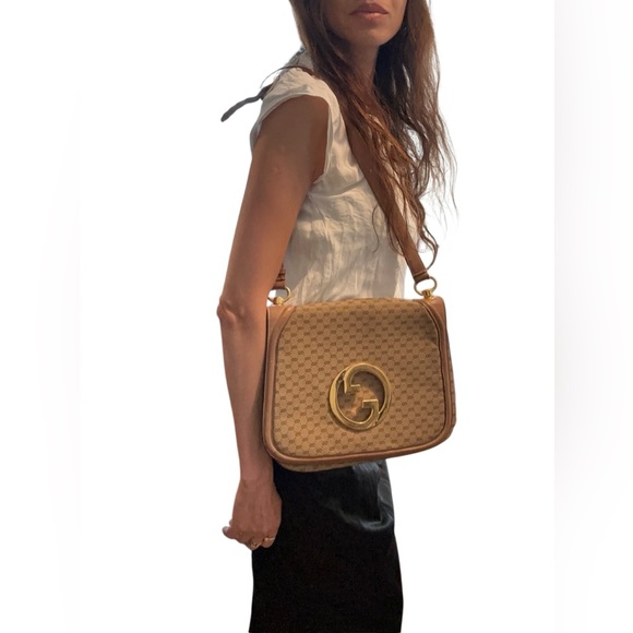 Gucci Brown and Gold Blondie Shoulder Bag with Signature Monogram - Picture 1 of 11